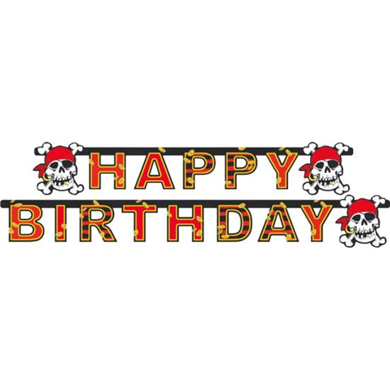 Pirater: Jolly Roger Happy Birthday banner 180 x 15 cm