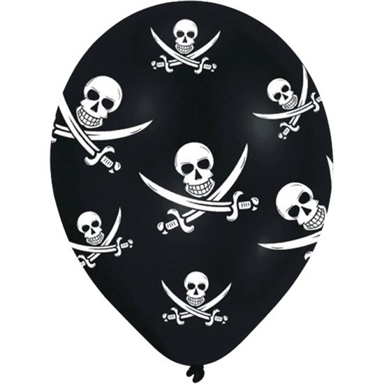 Pirater: Jolly Roger latexballoner 28 cm 6 styk