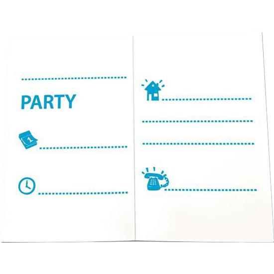 Diverse: Blå Happy Birthday invitationer 6 styk