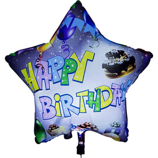 Diverse: Happy birthday ballon med LED lys 62 cm