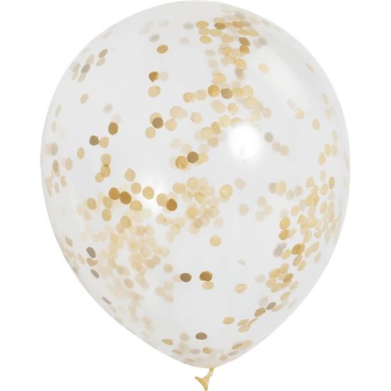 Diverse: Latex ballon med Guld konfetti 30 cm styk